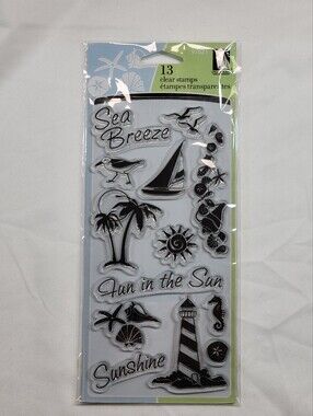Inkadinkado Coastal Clear Stamp Set 13pc #97521 Beach Nautical